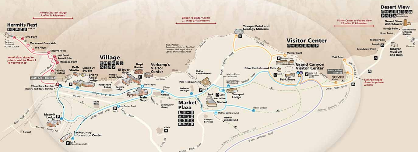 Grand Canyon South Rim Map