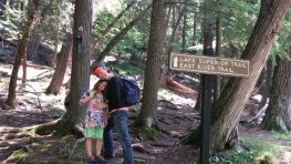 Luna and Liza Following the Lake Superior Trail, Porcupine Mountains, MI.