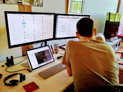 From tiny RV office space back to home office. Holland, Michigan home office setup