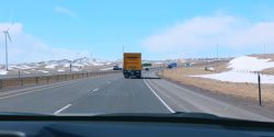 Somewhere in Wyoming. penske truck moving highway