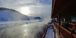 Redfish Riverside Inn offers beautiful views and the comforting sounds of a constantly flowing Salmon River. steam salmon river winter sub zero stanley id redfish inn